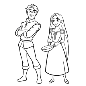 Kleurplaat Flynn Rider en Rapunzel
