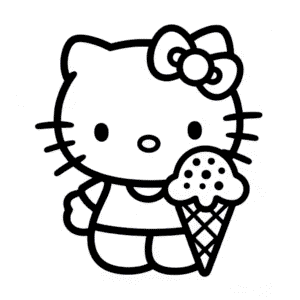 Kleurplaat Hello Kitty en Ijsje
