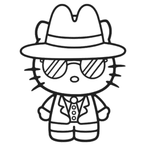 Kleurplaat Hello Kitty Gangster