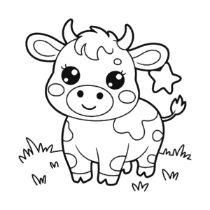Kleurplaat Kawaii Koe
