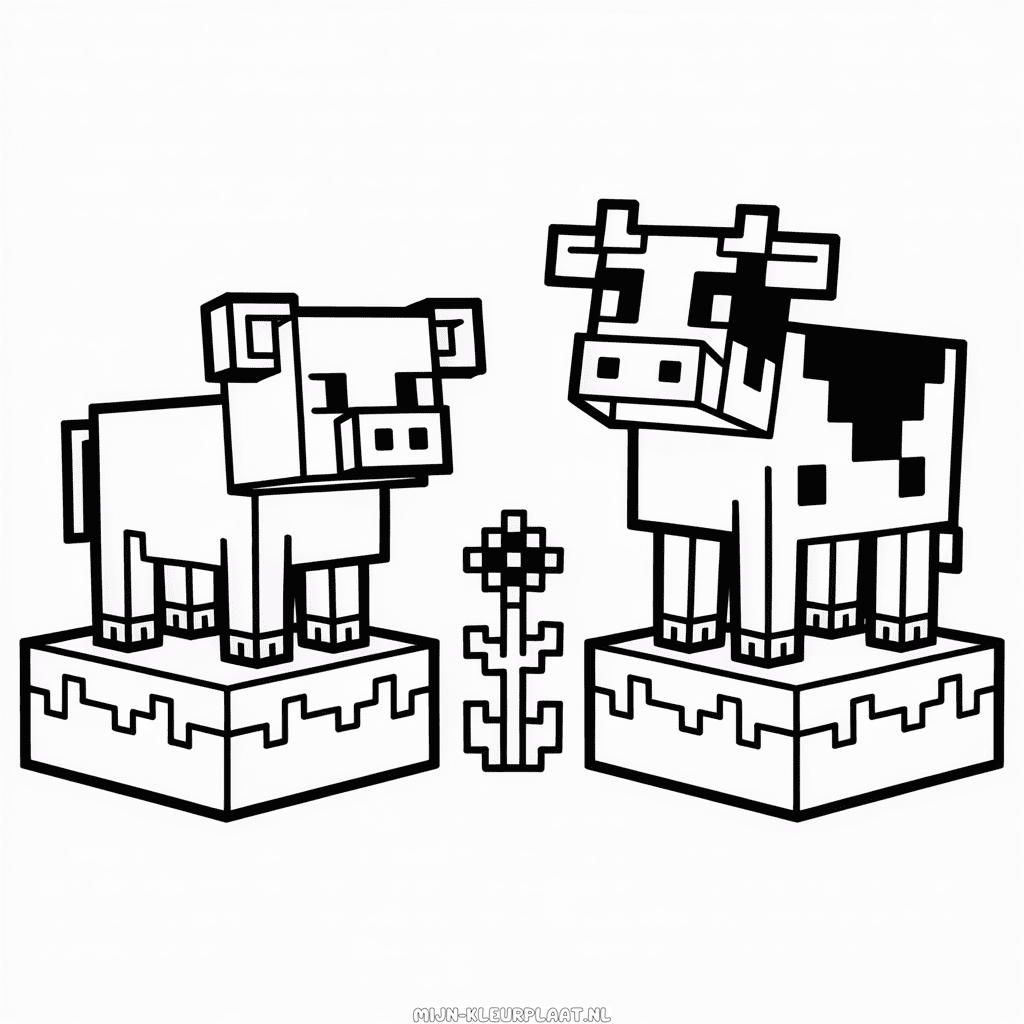 Kleurplaat Minecraft Dieren