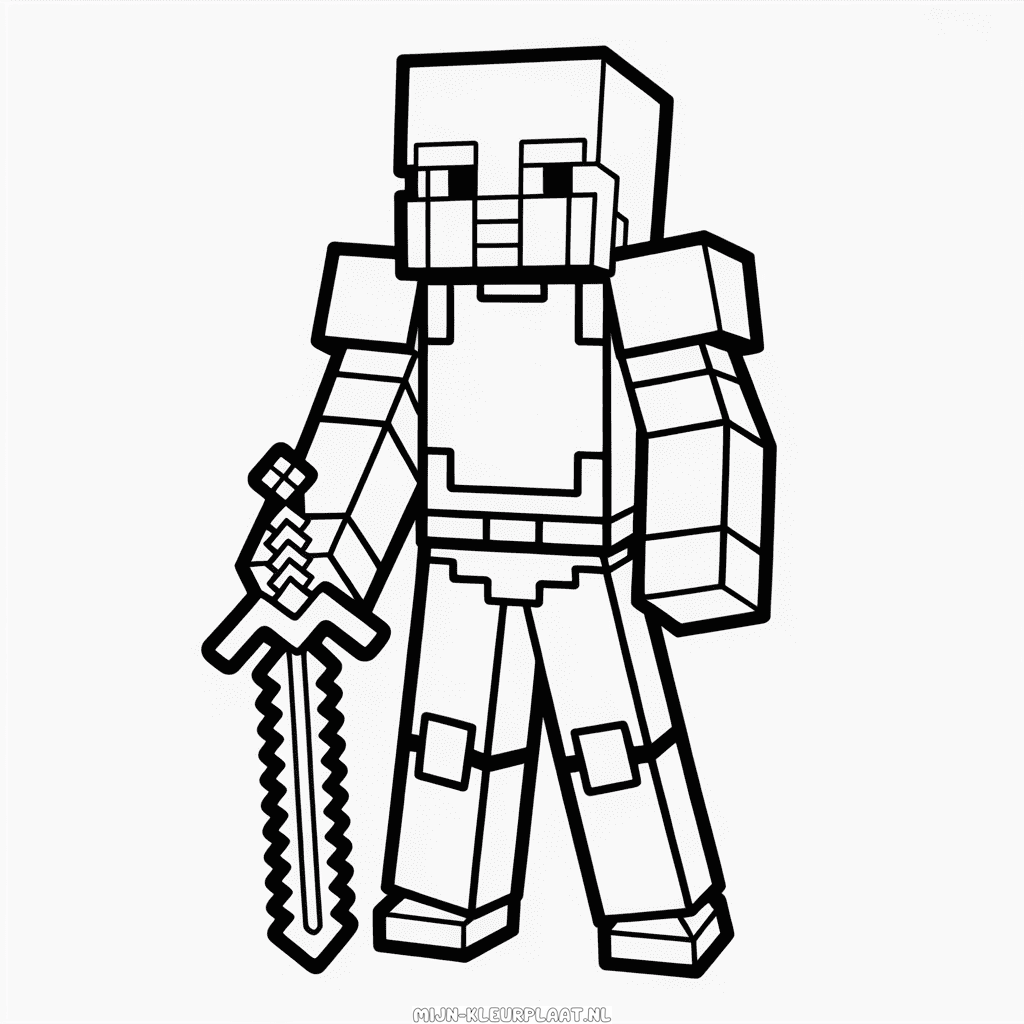 Kleurplaat Minecraft Harnas