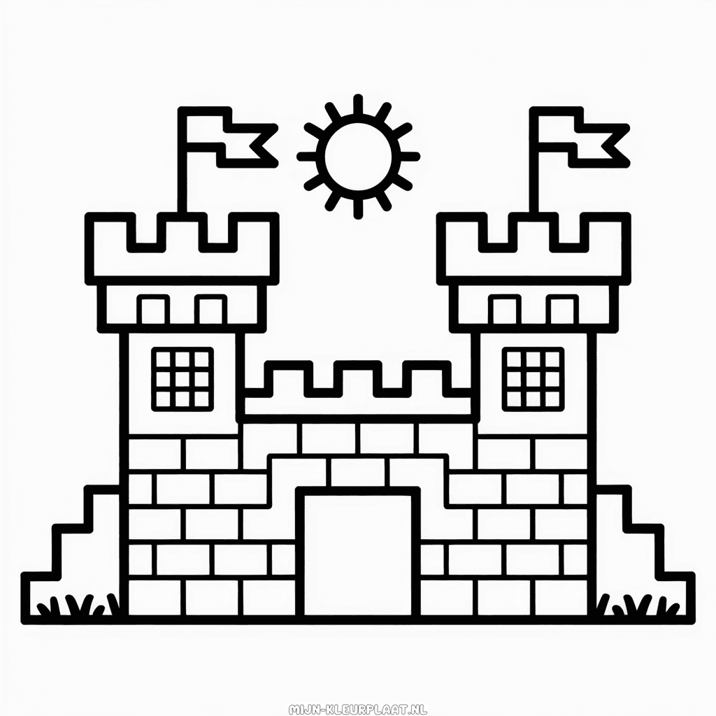 Kleurplaat Minecraft Kasteel