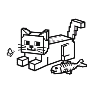 Kleurplaat Minecraft Kat