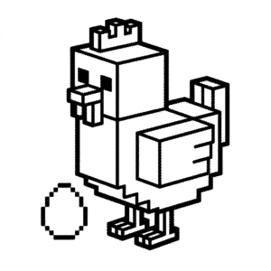 Kleurplaat Minecraft Kip