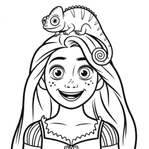 Kleurplaat Rapunzel en Pascal
