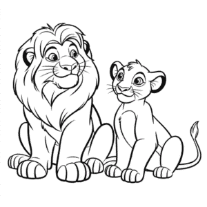 Kleurplaat Simba en Nala uit De Leeuwenkoning