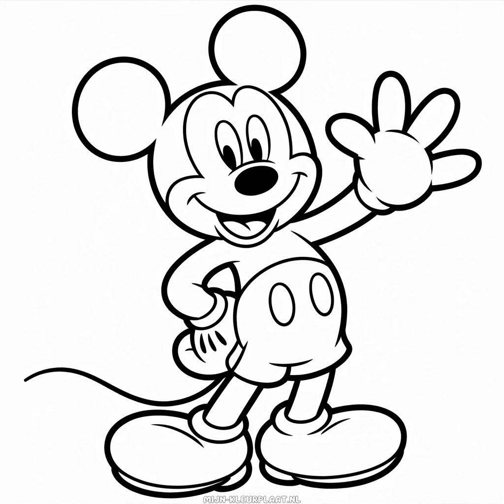 Kleurplaat Zwart en wit Mickey Mouse
