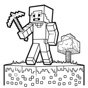 Kleurplaat Zwart en Wit Minecraft