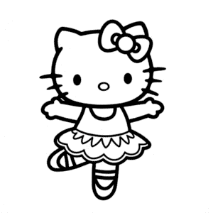 Kleurplaat Ballerina Hello Kitty