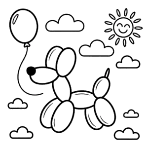 Kleurplaat Ballon Hond