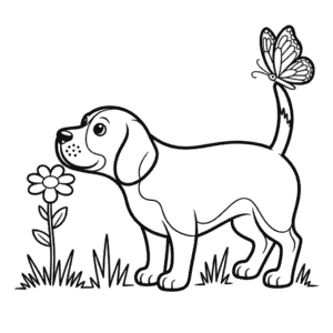 Kleurplaat Beagle Hond
