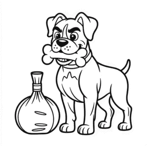Kleurplaat Boxer Hond