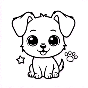 Kleurplaat Chibi Hond