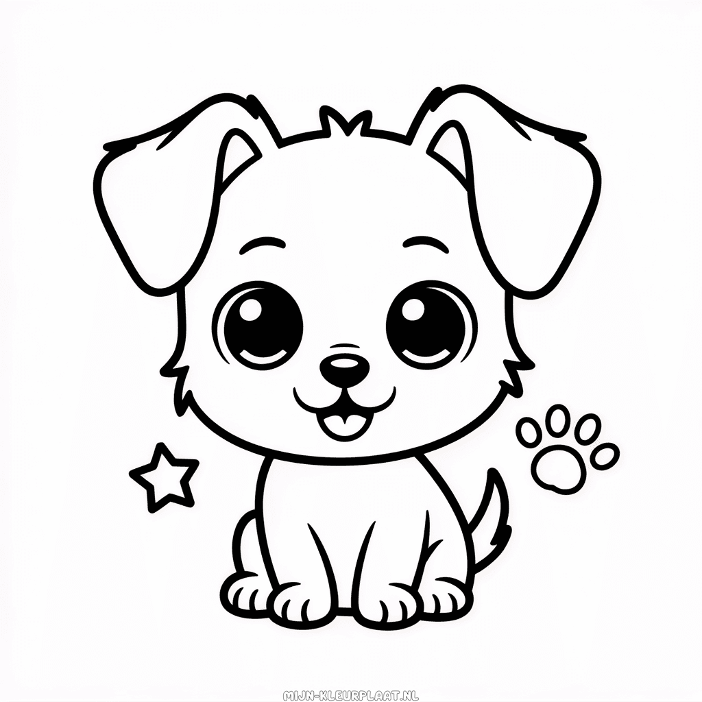 Kleurplaat Chibi Hond