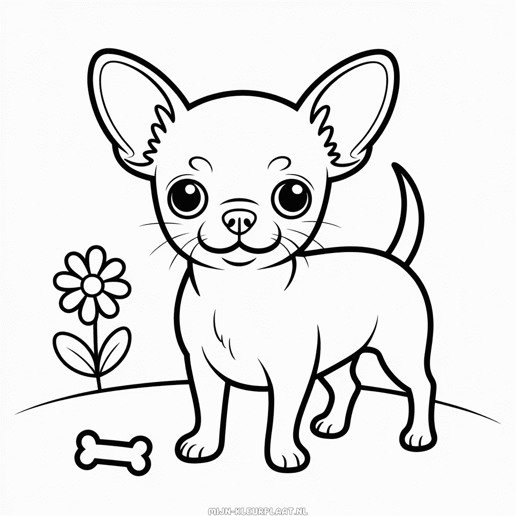 Kleurplaat Chihuahua Hond
