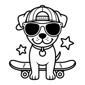 Kleurplaat Coole Hond