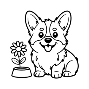 Kleurplaat Corgi Hond