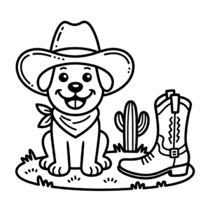 Kleurplaat Cowboy Hond