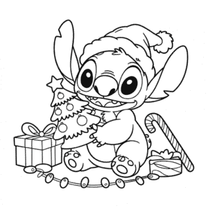 Kleurplaat Disney Kerst Stitch