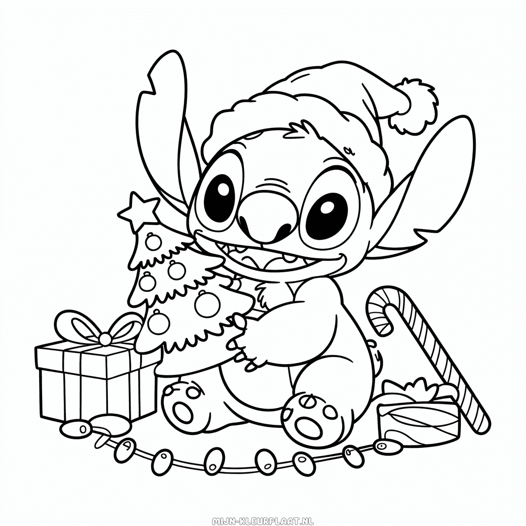 Kleurplaat Disney Kerst Stitch