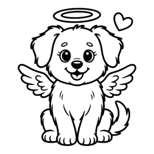 Kleurplaat Engel Hond