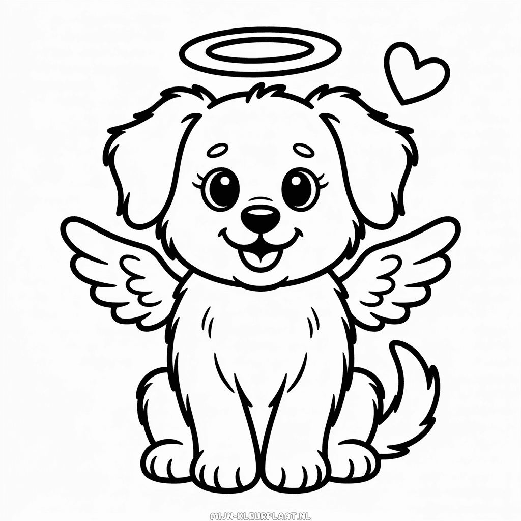Kleurplaat Engel Hond