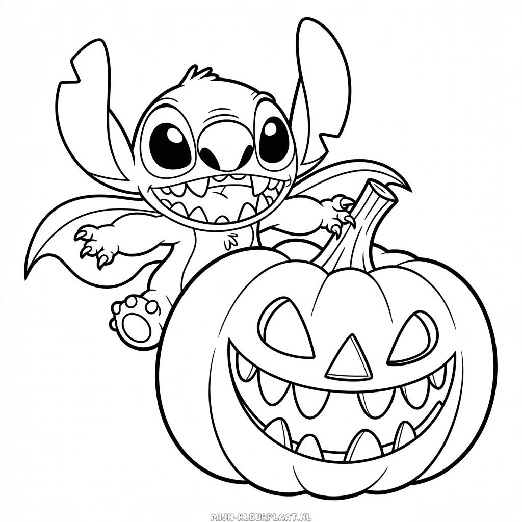 Kleurplaat Halloween Stitch