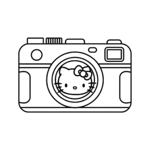 Kleurplaat Hello Kitty Camera