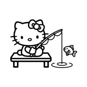 Kleurplaat Hello Kitty Vissen