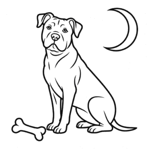 Kleurplaat Hond met Bot