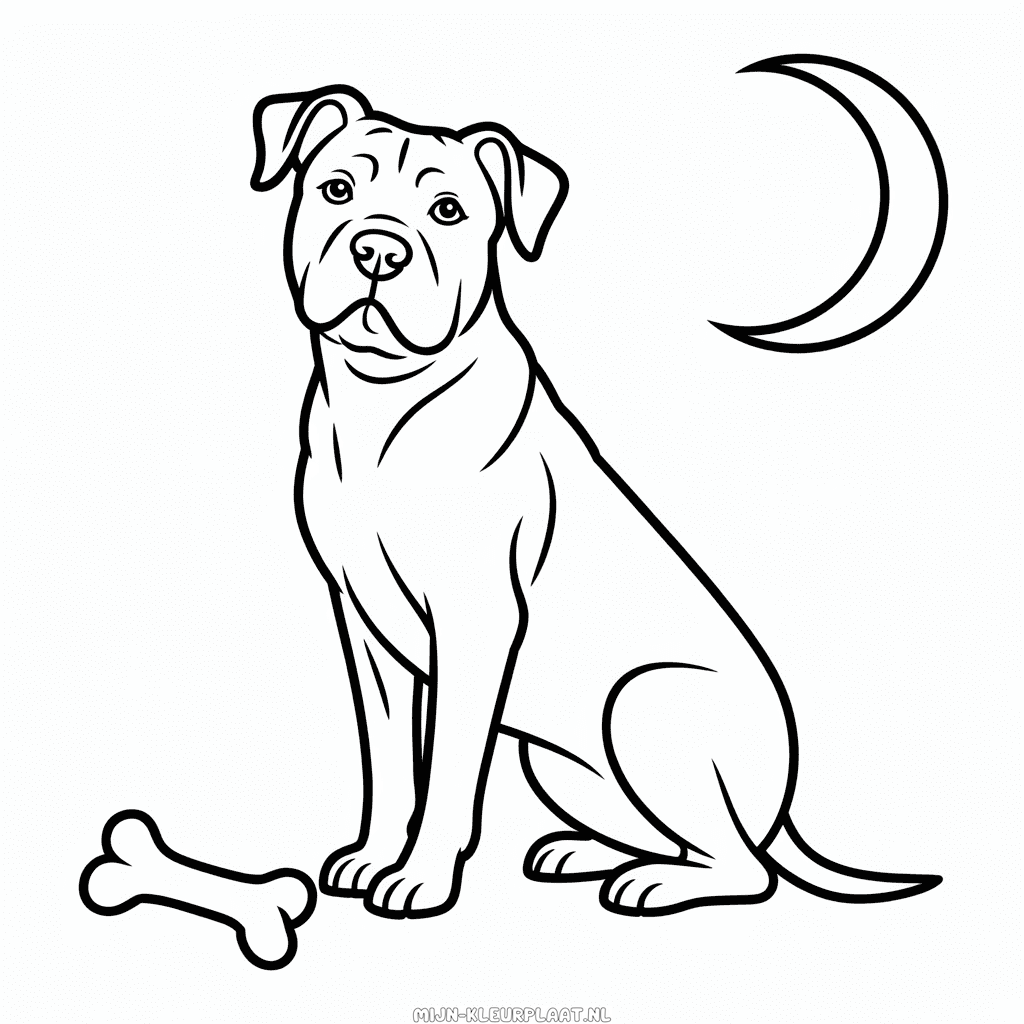 Kleurplaat Hond met Bot