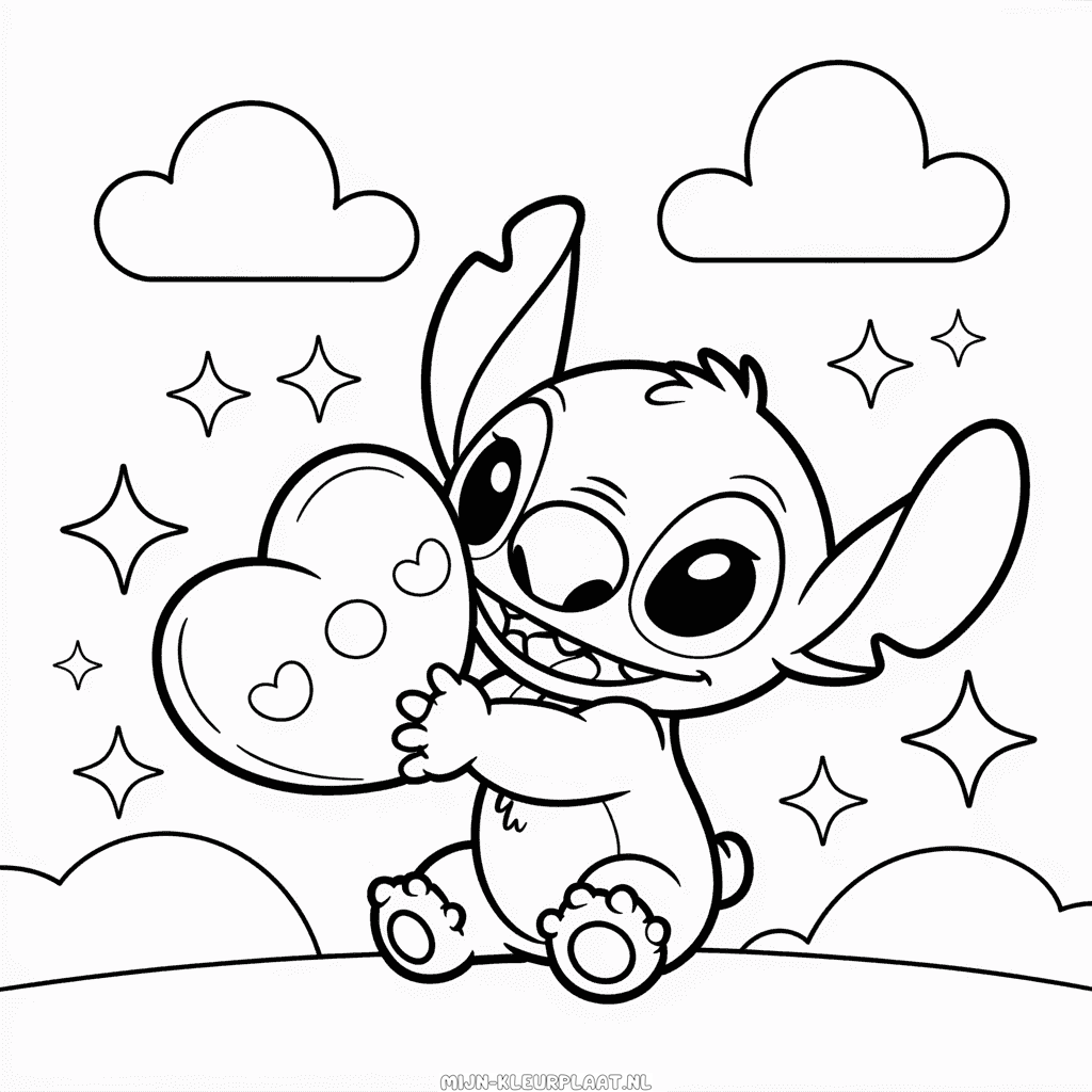 Kleurplaat Kawaii Stitch