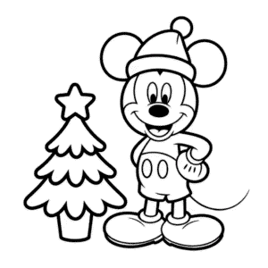 Kleurplaat Kerstmis Mickey