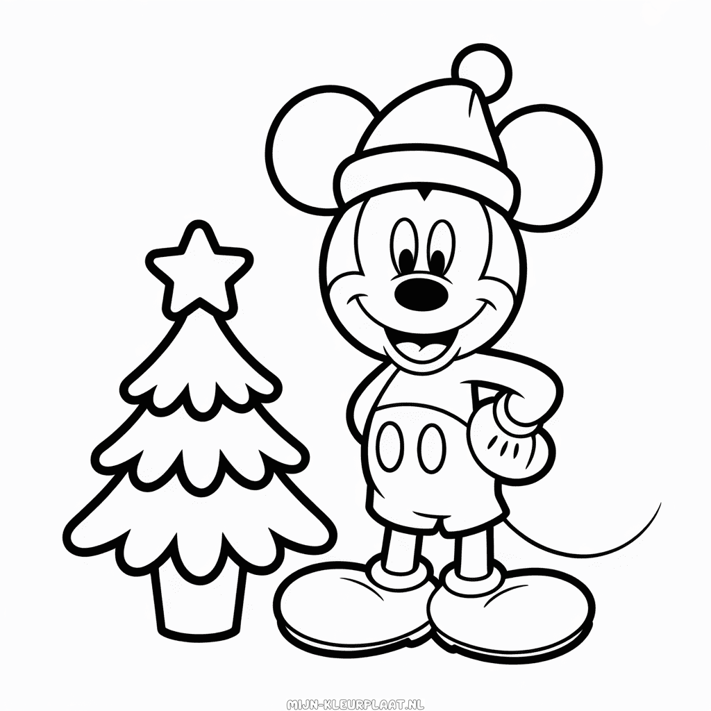 Kleurplaat Kerstmis Mickey