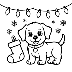 Kleurplaat Kerstpuppy Hond