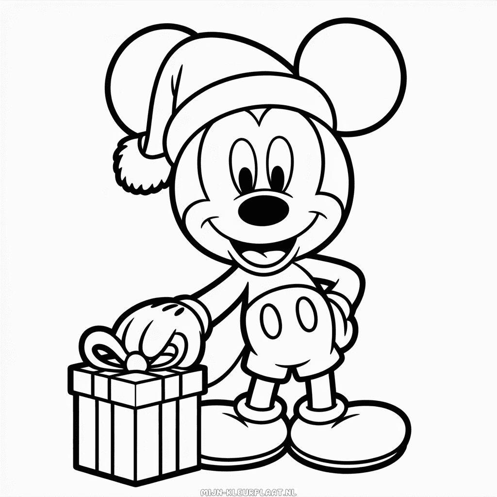 Kleurplaat Mickey Mouse Kerst