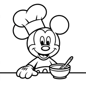 Kleurplaat Mickey Mouse Koken