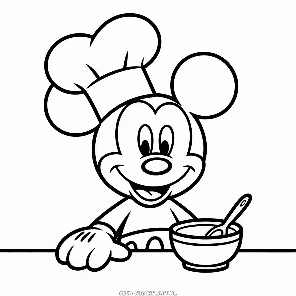 Kleurplaat Mickey Mouse Koken