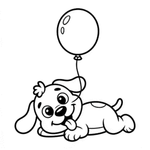 Kleurplaat Schattige Cartoon Hond