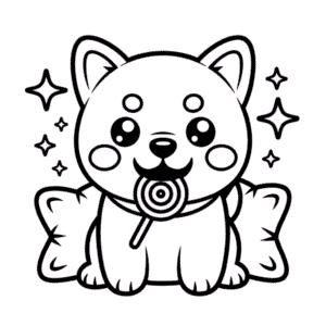 Kleurplaat Schattige Kawaii Hond