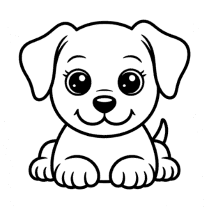 Kleurplaat Schattige Makkelijke Hond