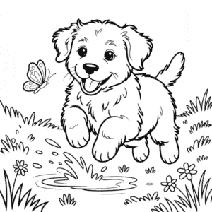 Kleurplaat Schattige Realistische Puppytest
