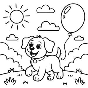 Kleurplaat Zwart en Witte Hond