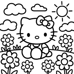 Kleurplaat Afdrukbare Hello Kitty