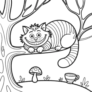 Kleurplaat Alice in Wonderland Kat