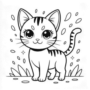 Kleurplaat Anime Kat
