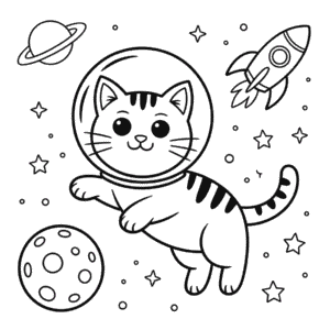 Kleurplaat Astronaut Kat