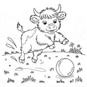Kleurplaat Baby Highland Koe