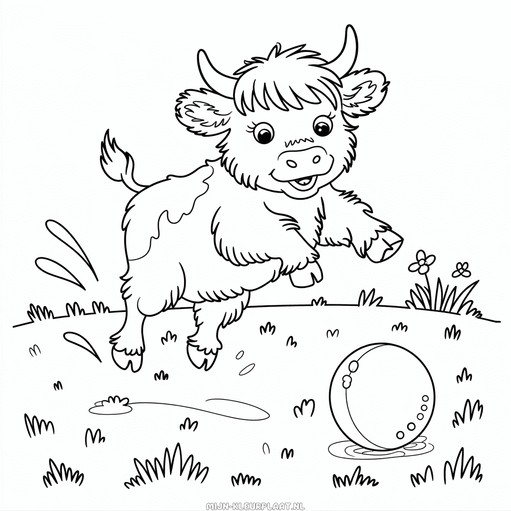 Kleurplaat Baby Highland Koe